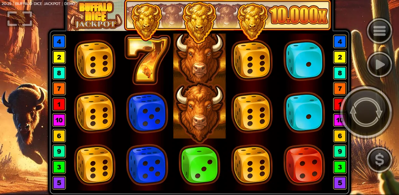 Buffalo Dice Jackpot - grille en cours de partie