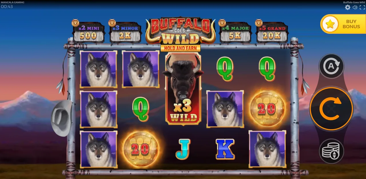 Buffalo Goes Wild - grille en cours de partie