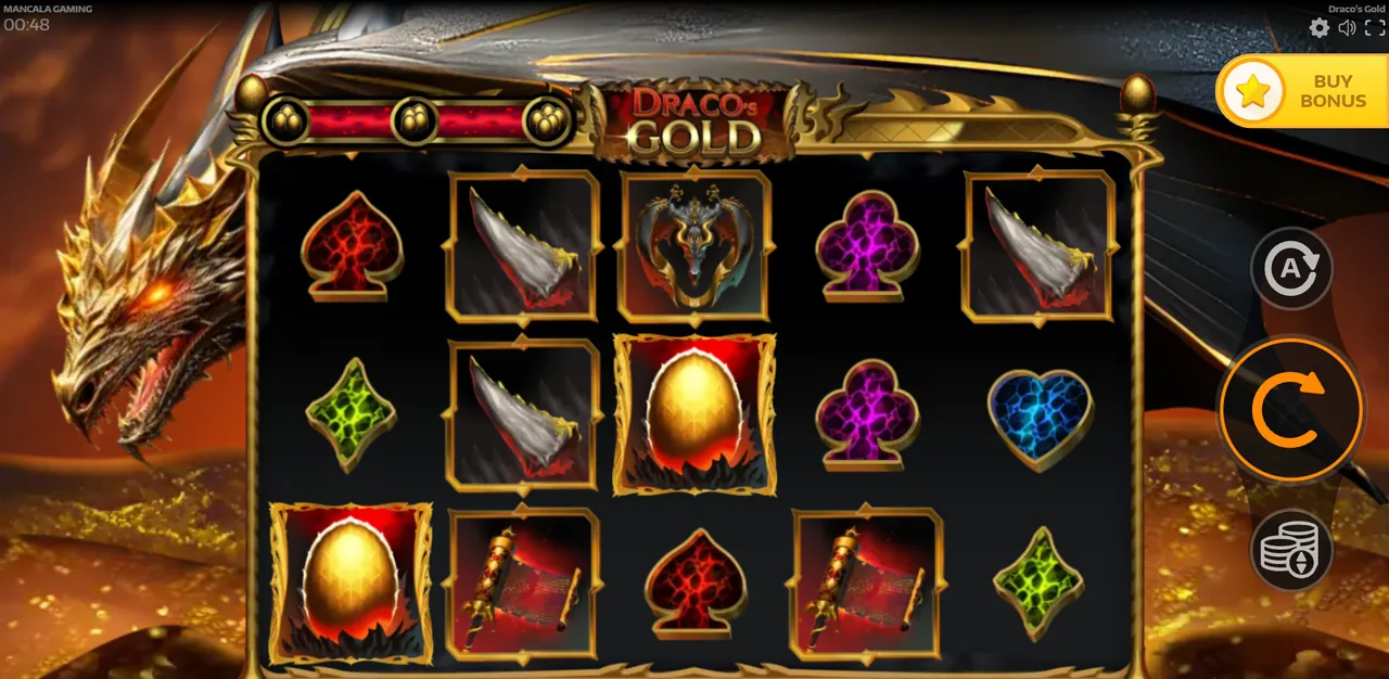 Draco's Gold - grille en cours de partie