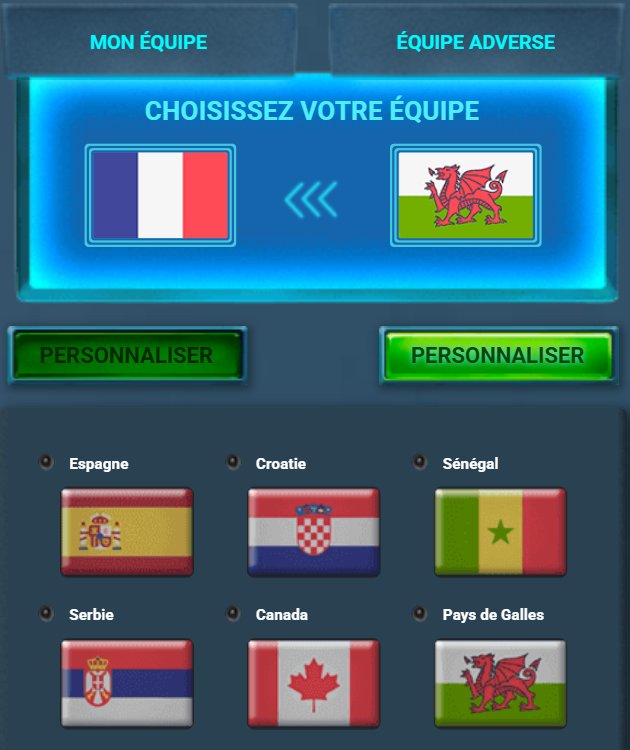 Mundial: choosing your team and the opposing team from national flags
