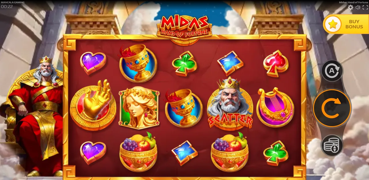 Midas: Hand of Fortune - écran de jeu