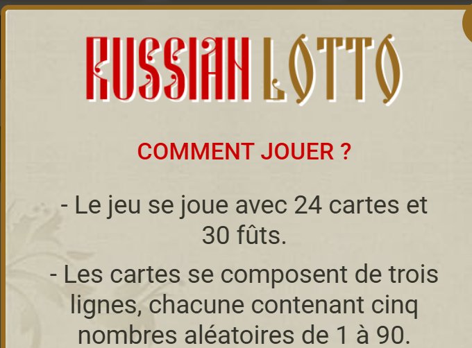Russian Lotto: How to play window, 24 cards of three lines and 30 barrels, numbers from 1 to 90