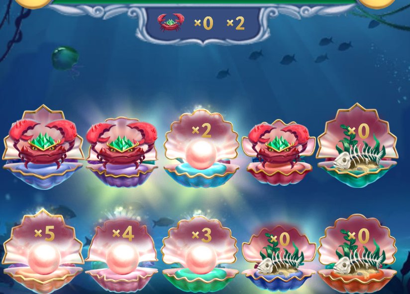 Sea Treasures: نهاية الجولة، الأصداف المفتوحة تكشف اللآلئ من x2 إلى x5 والسلطعونات والفارغة