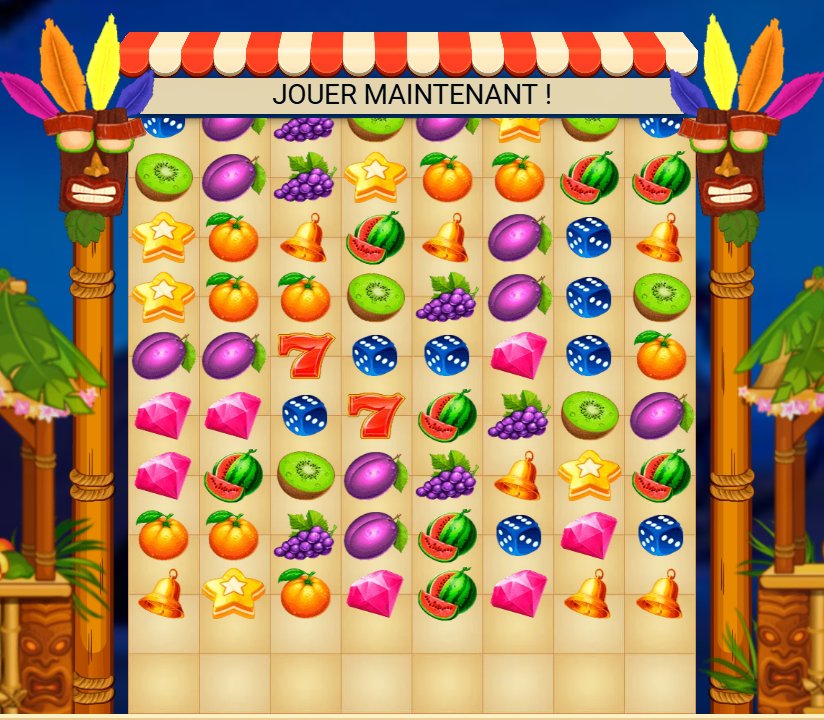 Wild Fruits: spin in progress, new symbols drop into the grid under the Play now prompt