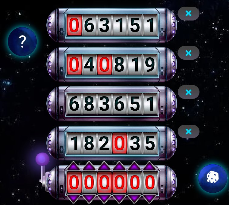 Star Lotto: end of the draw, digits matching the main reel are highlighted in red