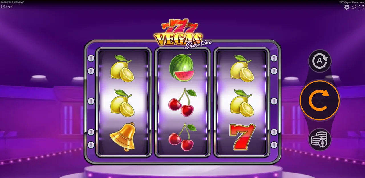 777 Vegas Showtime - grille en cours de partie