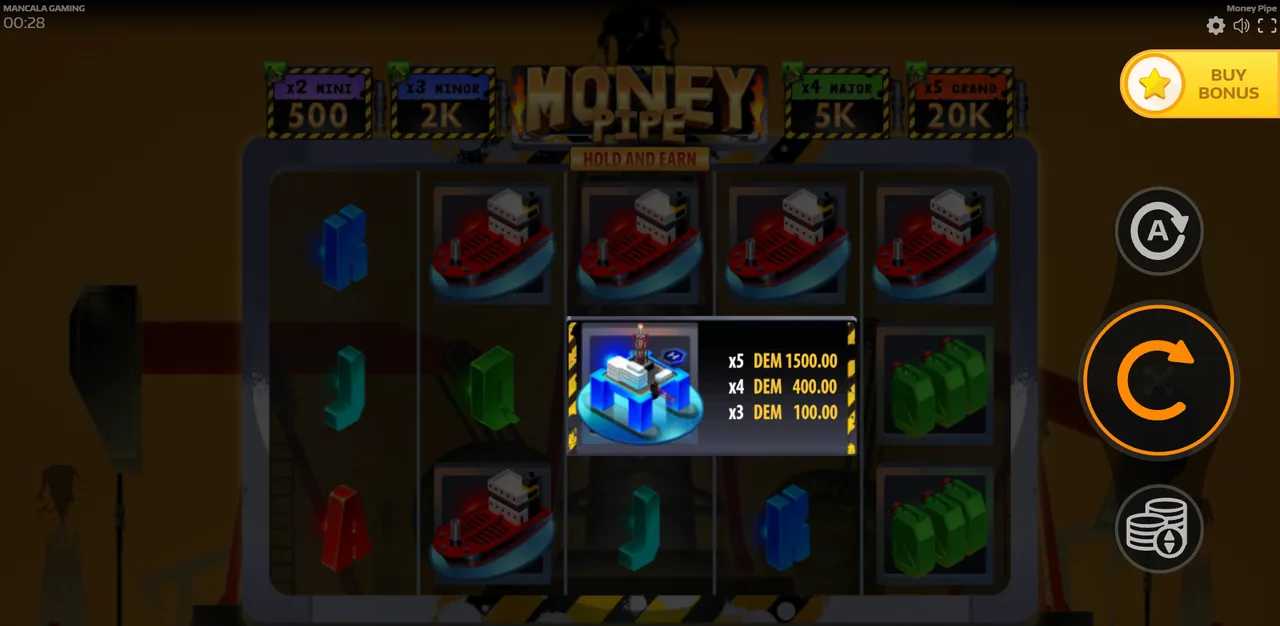 Money Pipe - écran de jeu