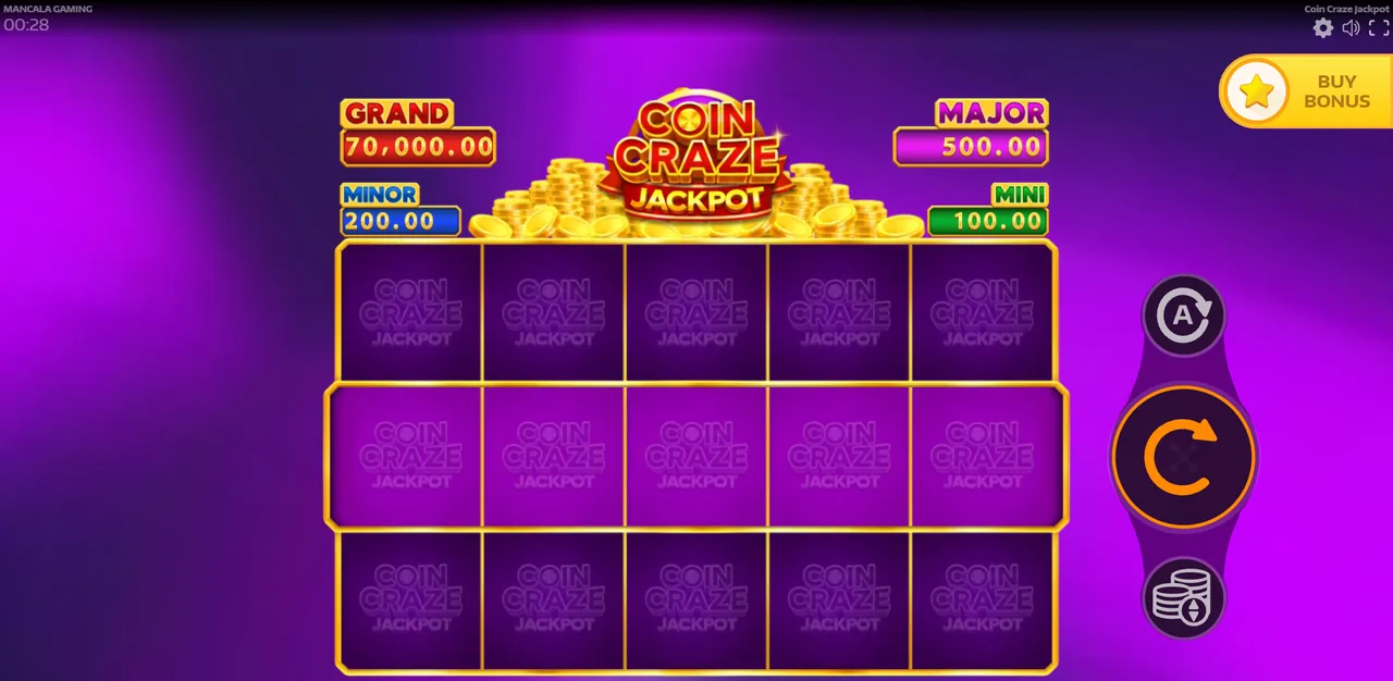 Coin Craze Jackpot - écran de jeu