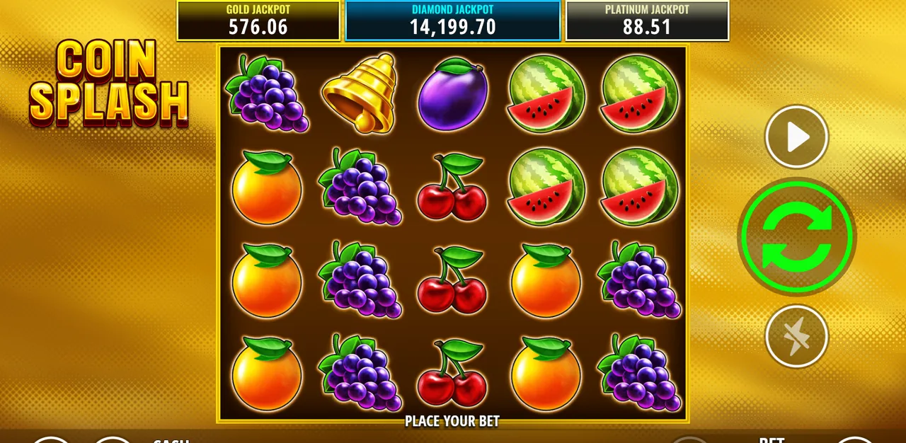 Coin Splash - grille en cours de partie
