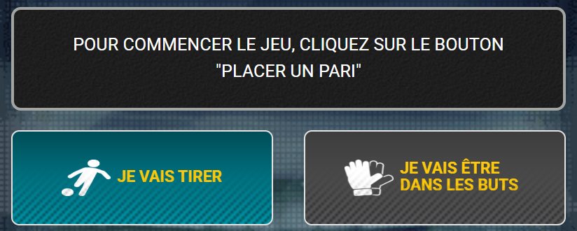 Penalties : bouton JE VAIS TIRER activé