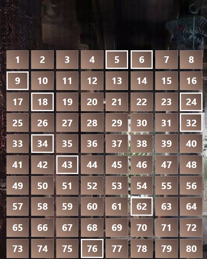 X-Keno: ten numbers from the random selection