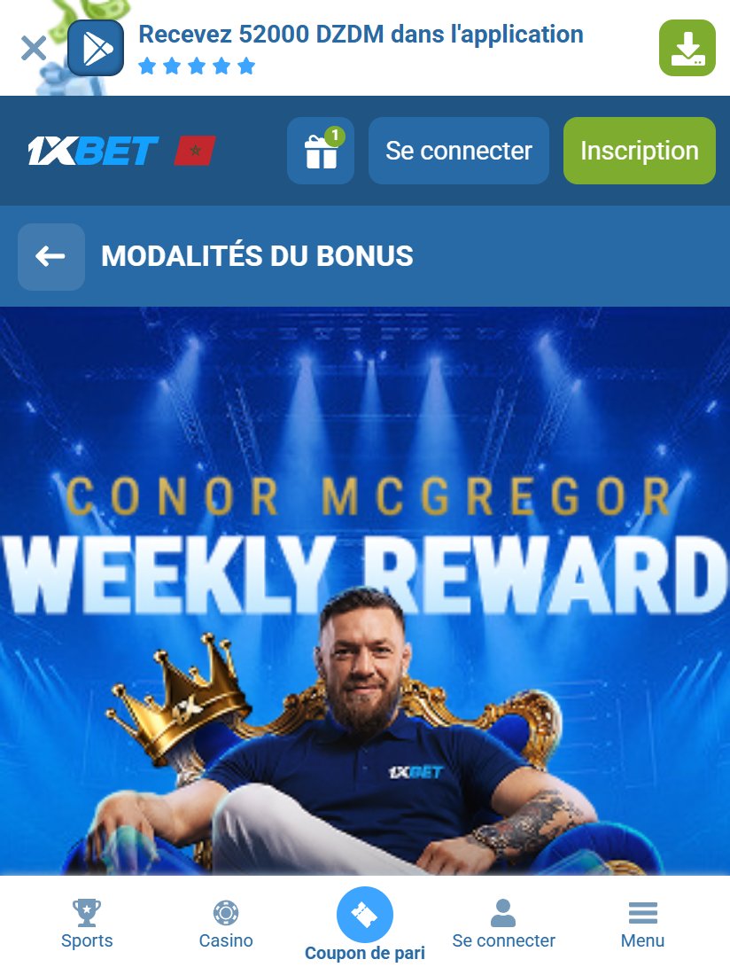 Conor McGregor Weekly Reward : un pari gratuit par semaine