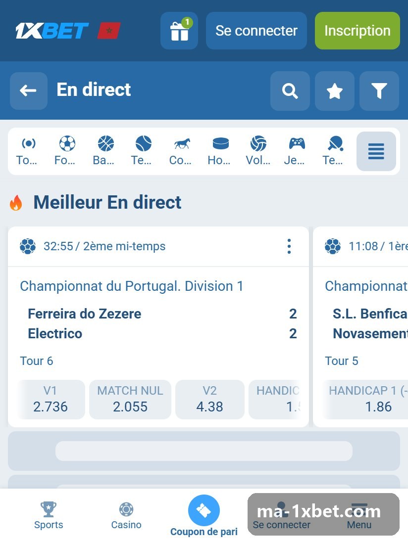Futsal 2026 - matchs de futsal en cours avec 1X2 et total