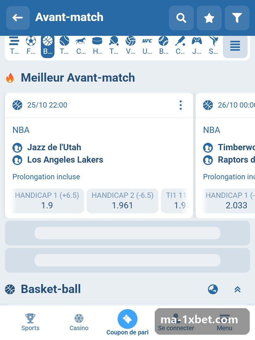 NBA : matchs de la saison NBA dans la ligne d'avant-match