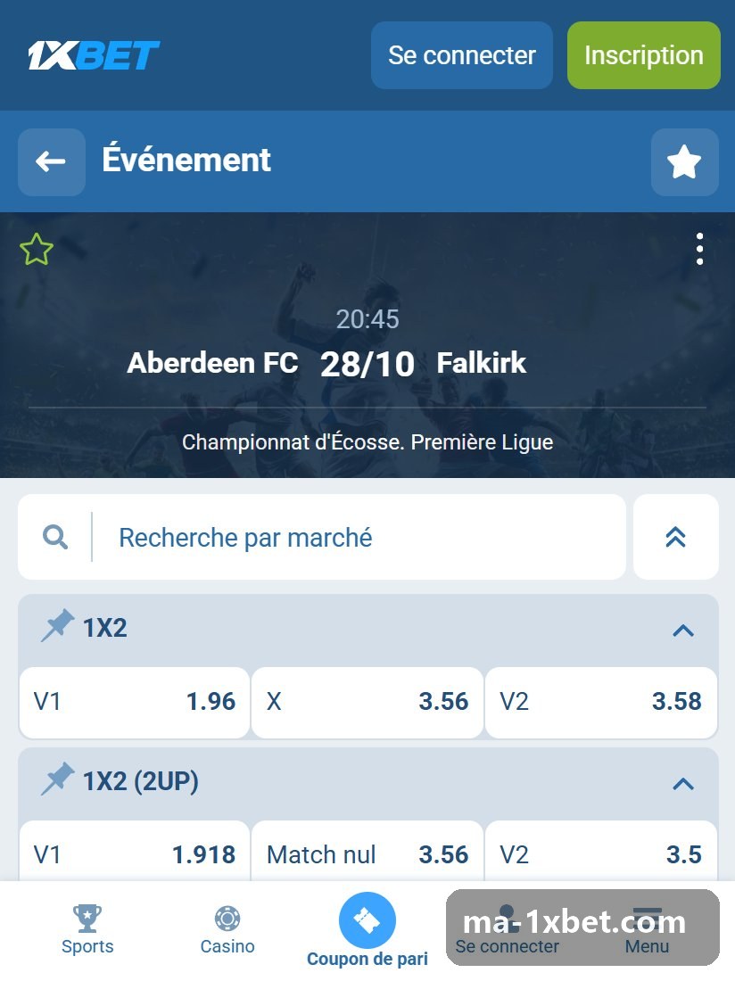 Championnat d'Écosse. Première Ligue : fiche d'un match avec ses cotes