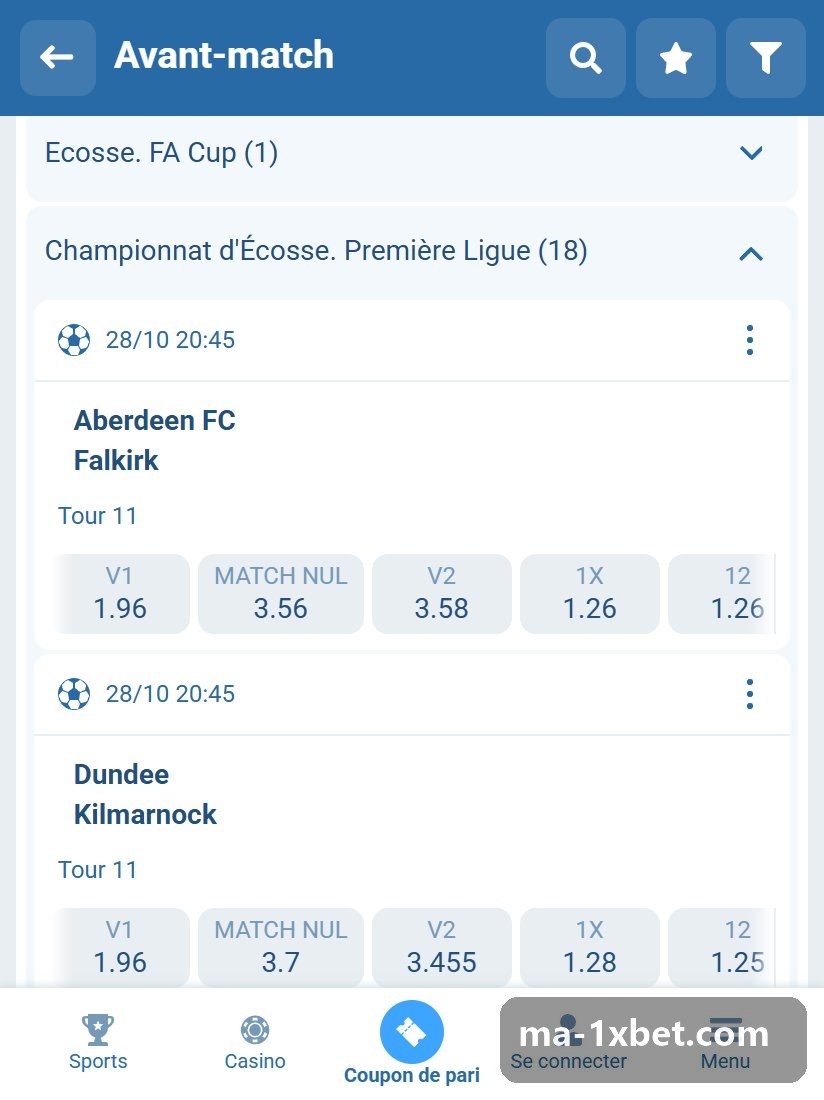 Championnat d'Écosse. Première Ligue : rencontres de la Premiership écossaise dans la ligne d'avant-match