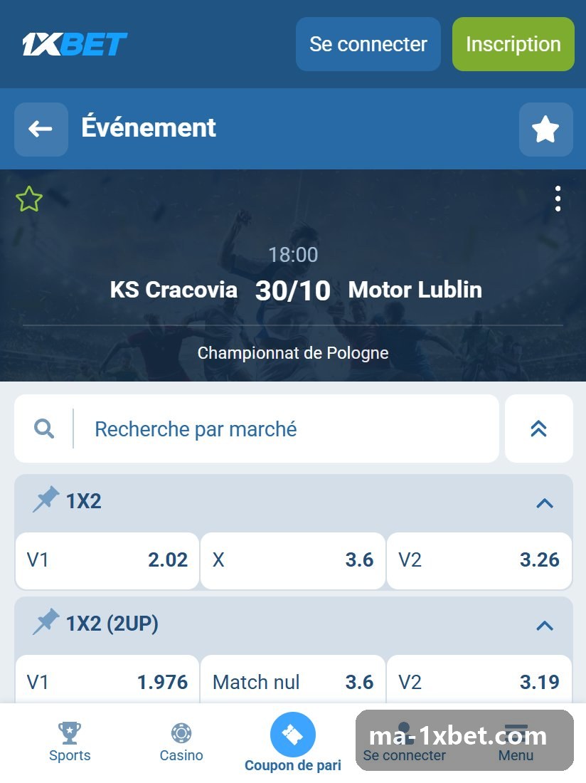 Poland. Ekstraklasa: a fixture page and its markets