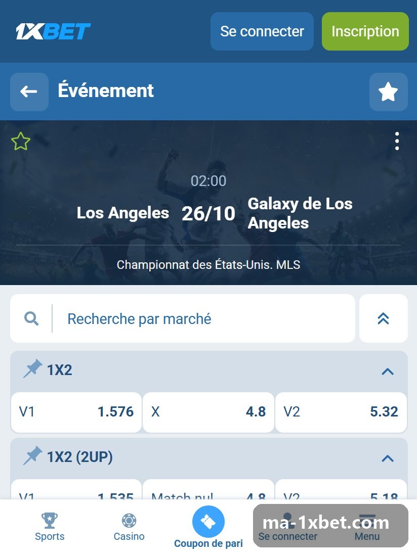 USA. MLS: a match page with its prices