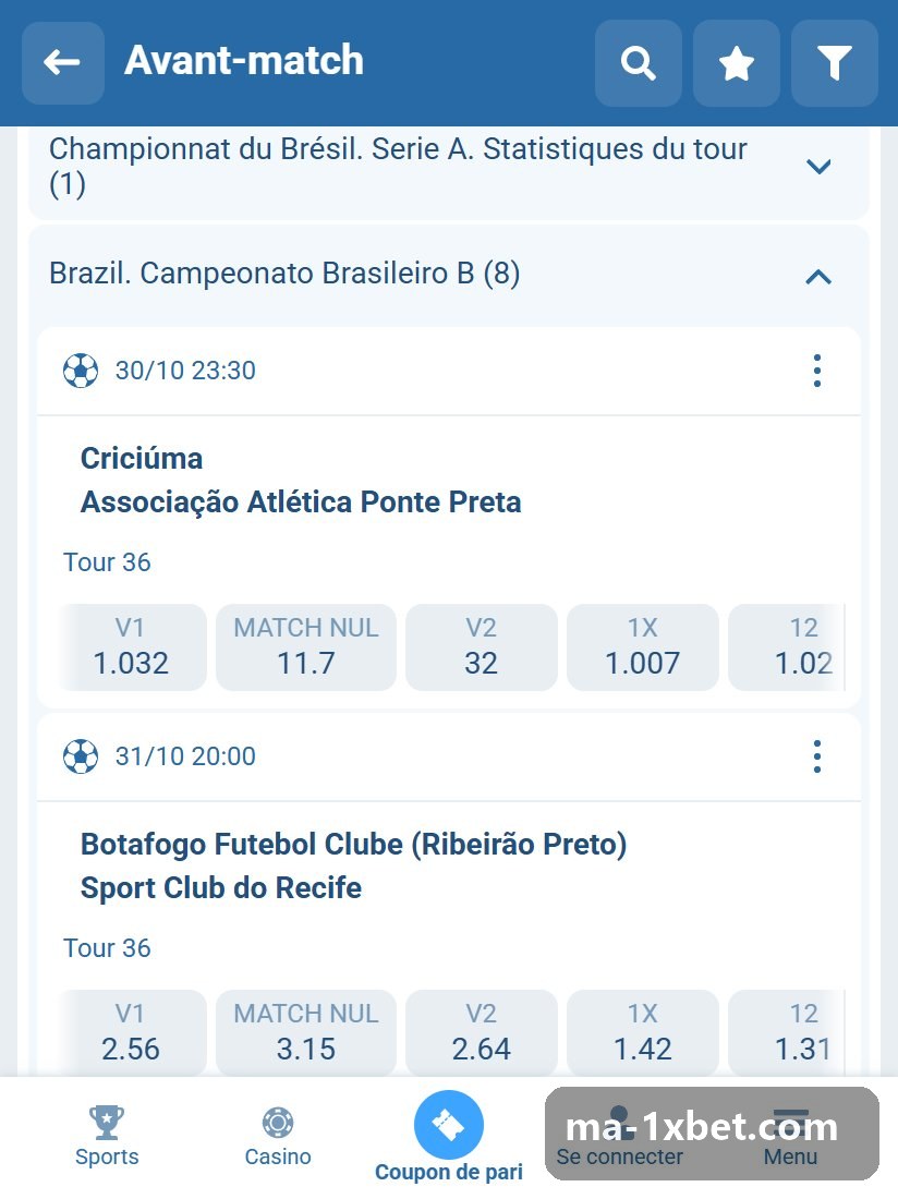 Brazil. Campeonato Brasileiro B : rencontres listées avant le coup d'envoi